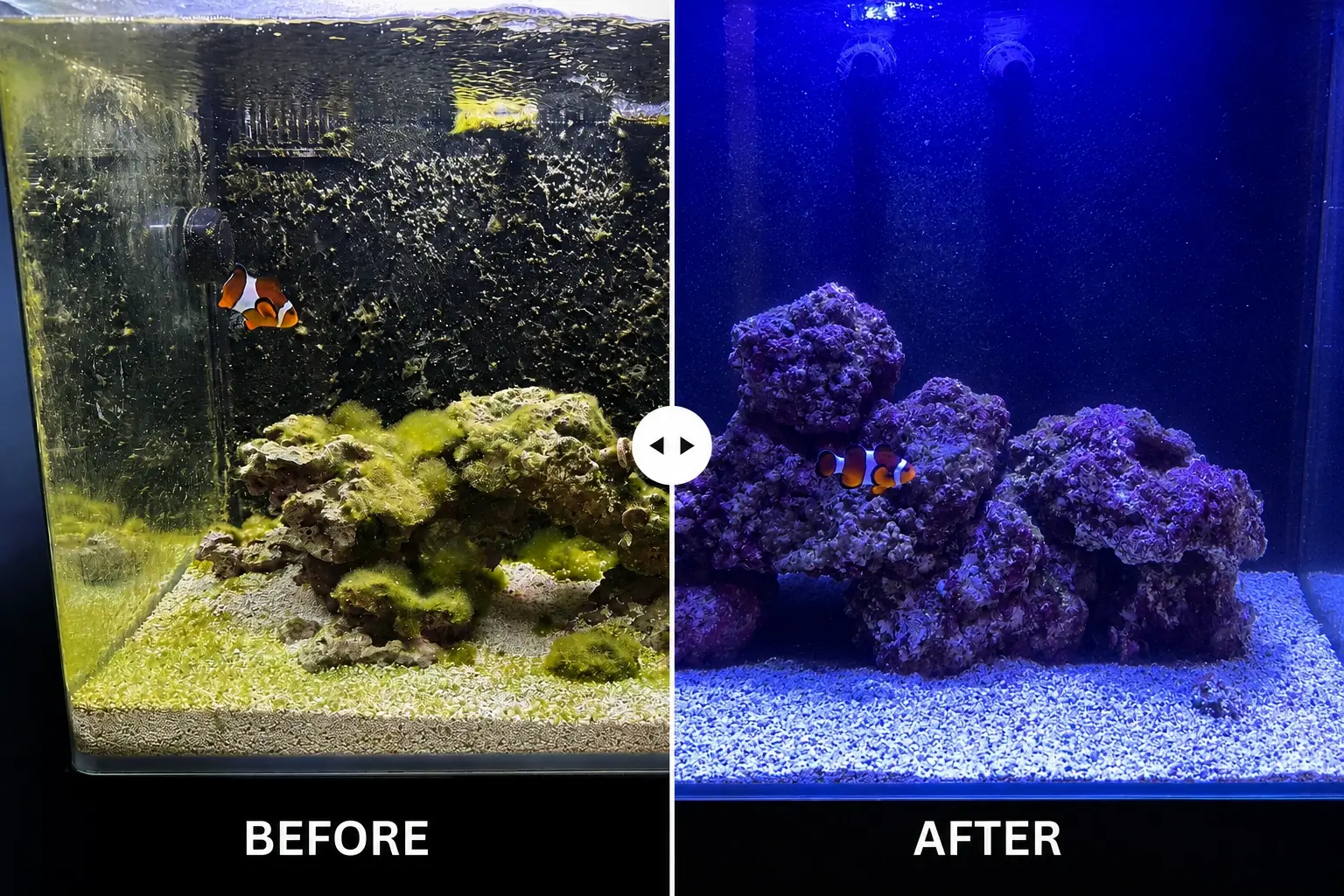 Before and After Nano Reef