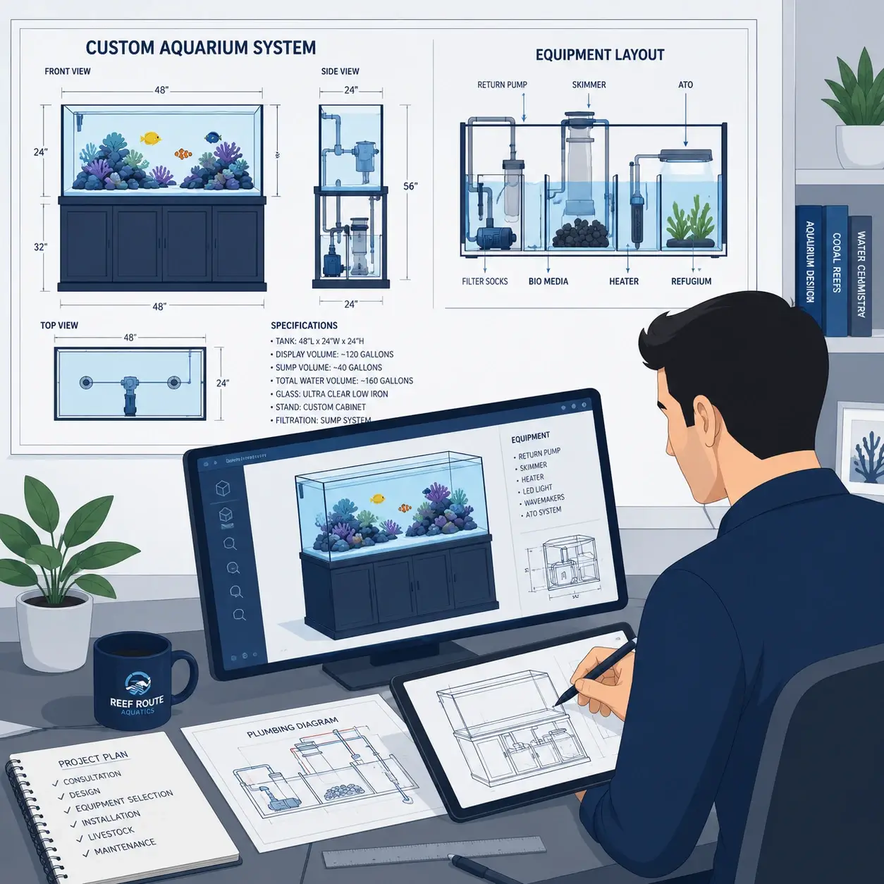Custom aquarium system design