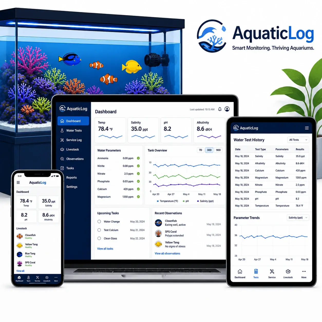 AquaticLog aquarium monitoring