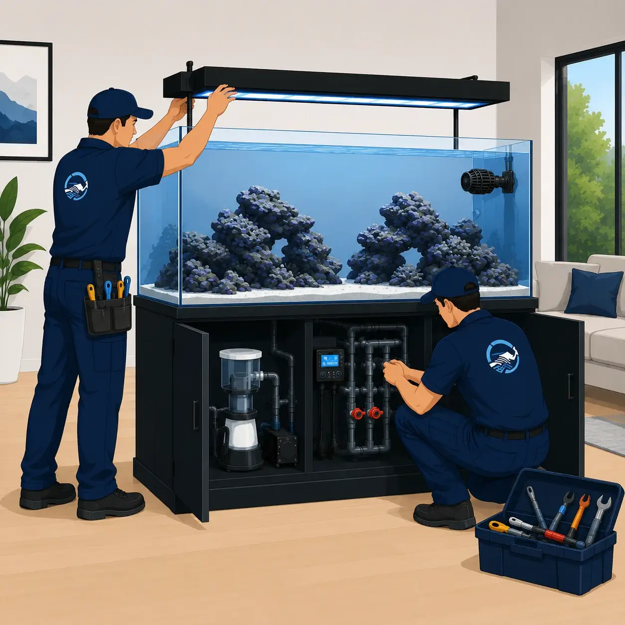 Professional aquarium installation
